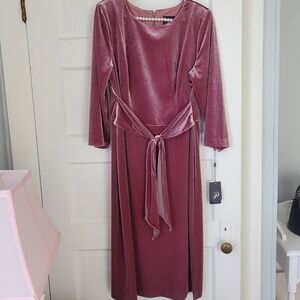 Adrianna Papell velvet tie-front sheath dress, antique rose, NWT size 12